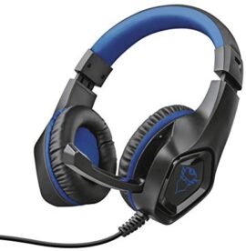 Trust Gaming Casque Gamer PS4 et PS5 GXT 404B Rana Casque Micro pour Consoles Playstation 4 et 5, Filaire, avec Jack 3.5 mm, Microphone Repliable, Câble de 1 m - Bleu