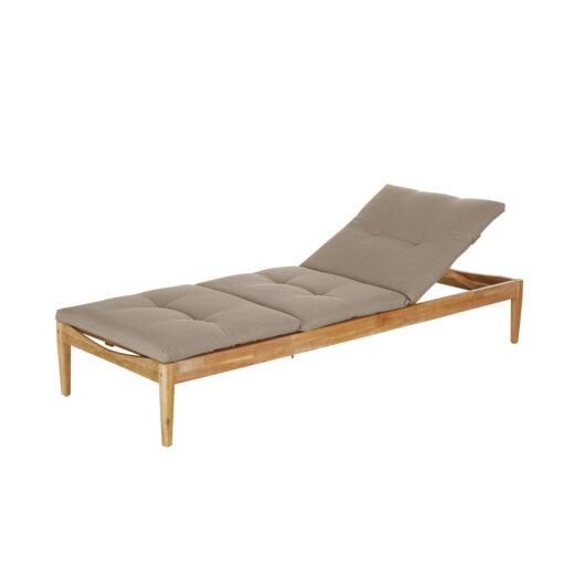 Bain de soleil en acacia massif et matelas taupe