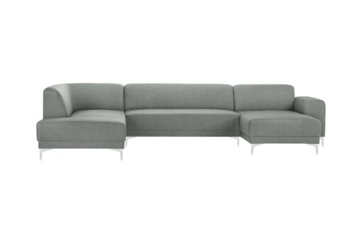 Canapé d'angle droit 6 places toucher lin gris
