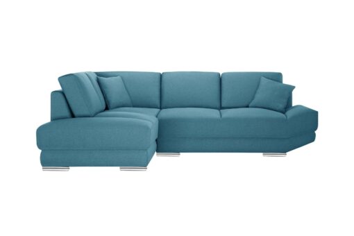 Canapé d'angle gauche 5 places toucher lin turquoise