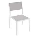 Chaise en alu blanc textilène gris clair Chaise en alu blanc textilène gris clair