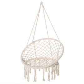 Chaise suspendue macramé coton polyester beige Chaise suspendue macramé coton polyester beige