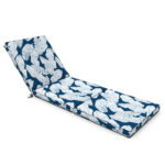 Coussin pour bain de soleil  en polyester imprimé feuilles bleu Coussin pour bain de soleil  en polyester imprimé feuilles bleu