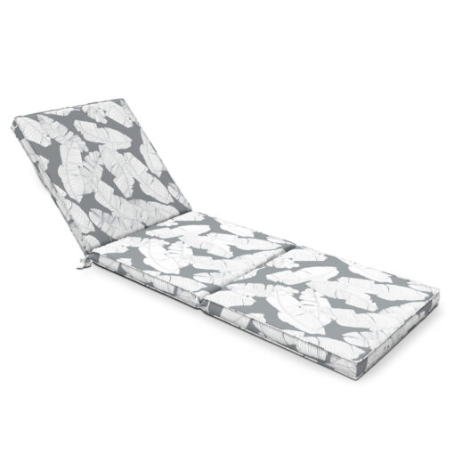 Coussin pour bain de soleil  en polyester imprimé feuilles gris