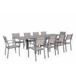 Ensemble de jardin 10 places extensible en aluminium gris taupe Ensemble de jardin 10 places extensible en aluminium gris taupe