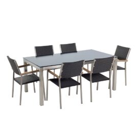 ensemble-de-jardin-table-en-verre-noire-6-chaises-en-rotin