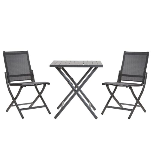 Ensemble de terrasse bistrot table et 2 chaises gris graphite