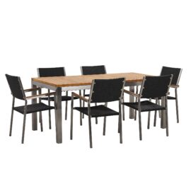 ensemble-table-en-bois-teck-avec-6-chaises-en-rotin-noires