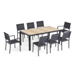 Ensemble table et chaises de jardin 8 places en aluminium marron Ensemble table et chaises de jardin 8 places en aluminium marron