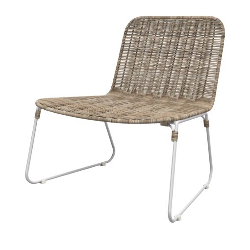 Fauteuil de jardin en rotin naturel et pieds en métal