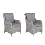 Lot de 2 chaises de jardin en rotin gris Lot de 2 chaises de jardin en rotin gris