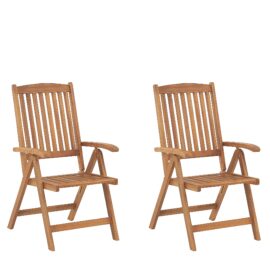 Lot de 2 chaises de jardin pliantes en bois clair Lot de 2 chaises de jardin pliantes en bois clair