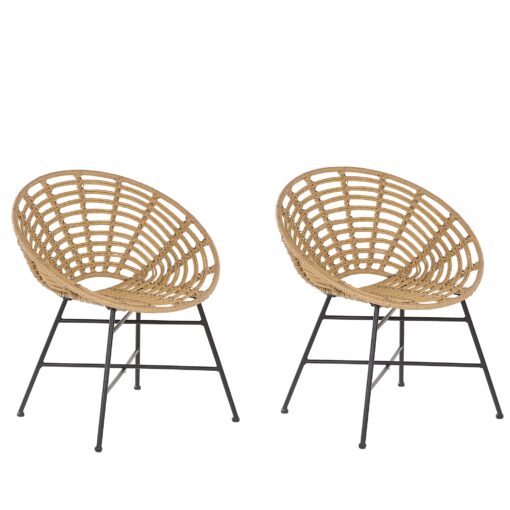 Lot de 2 chaises en rotin marron clair Lot de 2 chaises en rotin marron clair