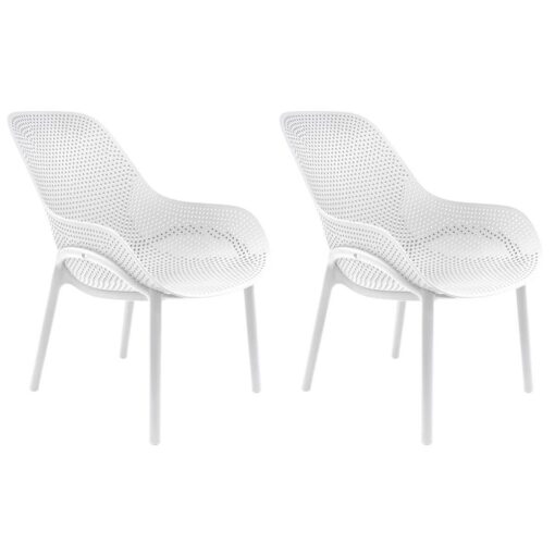 Lot de 2 Fauteuils Coque Plastique Blanche