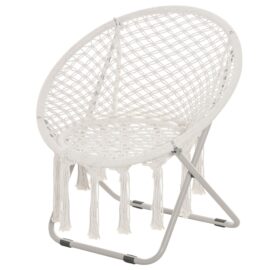 Loveuse fauteuil lune papasan pliable macramé coton polyester beige Loveuse fauteuil lune papasan pliable macramé coton polyester beige