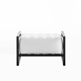 Pouf pvc blanc cadre aluminium Pouf pvc blanc cadre aluminium