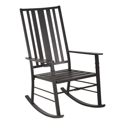 Rocking chair style néo-rétro à lattes métal époxy aspect bois