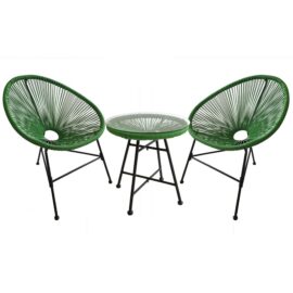 Salon de jardin 2 fauteuils ronds et table basse vert Salon de jardin 2 fauteuils ronds et table basse vert