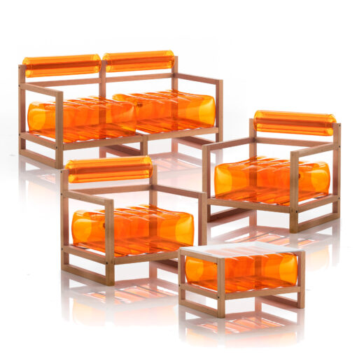 Salon de jardin design et table basse orange