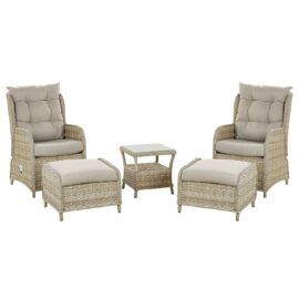 Set de terrasse table et 2 fauteuils en rotin beige Set de terrasse table et 2 fauteuils en rotin beige