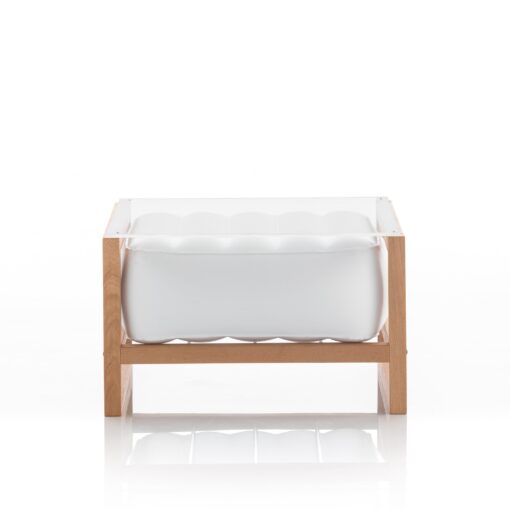 Table basse pvc blanche cadre en bois