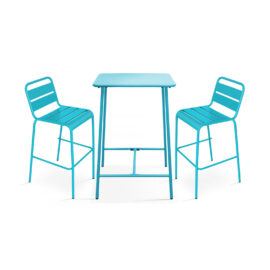 table-de-bar-et-2-chaises-hautes-2-places-en-acier-bleu