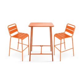 table-de-bar-et-2-chaises-hautes-2-places-en-acier-orange