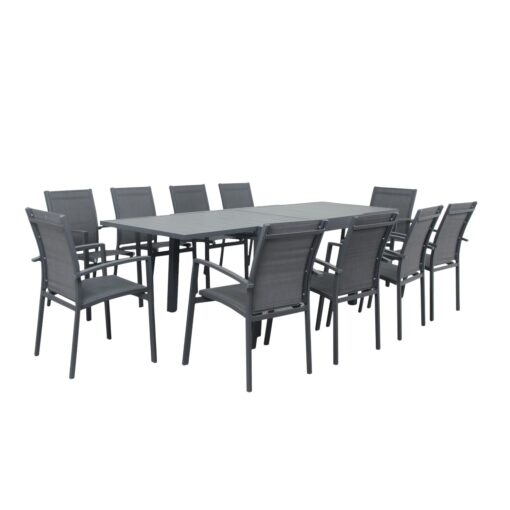 Table de jardin 10 places en aluminium anthracite