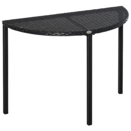 Table de jardin demi cercle résine tressée 4 fils imitation rotin noir Table de jardin demi cercle résine tressée 4 fils imitation rotin noir