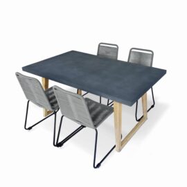 table-de-jardin-en-fibre-de-ciment-chaises-gris-clair
