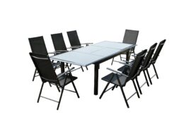 Table de jardin et 8 chaises en aluminium gris Table de jardin et 8 chaises en aluminium gris