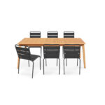 Table en bois extensible 200/250 et 6 chaises en métal Table en bois extensible 200/250 et 6 chaises en métal