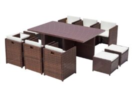 table-et-chaise-10-places-encastrables-alu-resine-marron-blanc