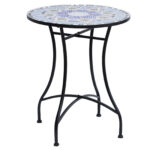 Table ronde pliable en fer forgé plateau mosaïque Table ronde pliable en fer forgé plateau mosaïque