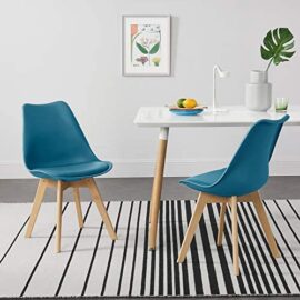 [en.casa] Lot de 2 Chaises de Salle à Manger Scandinave Siège Cuisine Plastique Similicuir Hêtre Turquoise 81 x 49 x 57cm [en.casa] Lot de 2 Chaises de Salle à Manger Scandinave Siège Cuisine Plastique Similicuir Hêtre Turquoise 81 x 49 x 57cm 7