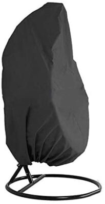 Housse de Fauteuil Suspendu , le support de chaise pivotante pour oeuf en rotin extérieur recouvre le protecteur de meubles de jardin Veranda résistant à l'eau et à la poussière - 190 X115cm, noir