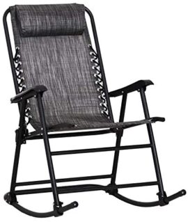 Outsunny Fauteuil à Bascule Rocking Chair Pliable de Jardin dim. 52L x 50l x 110H cm Acier époxy textilène Gris chiné
