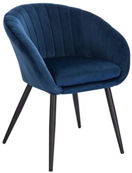 WOLTU 1 pièce Chaise de Salle à Manger rembourrée en Velours Pieds en métal,Chaise de réception Couleur Bleu BH244bl-1