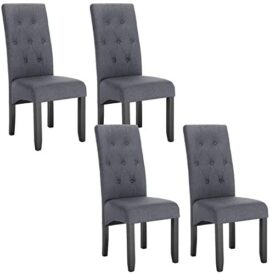 WOLTU 4 X Chaises de Salle à Manger Chaises de Cuisine Gris Foncé,Chaise Salon à Manger Assise en Lin et Pied en Bois Massif,BH106dgr-4 WOLTU 4 X Chaises de Salle à Manger Chaises de Cuisine Gris Foncé,Chaise Salon à Manger Assise en Lin et Pied en Bois Massif,BH106dgr-4