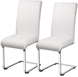 Yaheetech Lot de 2 Chaises de Salle à Manger en Simili Cuir Capacité 135 kg Siège Plus épais de 7 cm Blanche Yaheetech Lot de 2 Chaises de Salle à Manger en Simili Cuir Capacité 135 kg Siège Plus épais de 7 cm Blanche