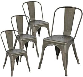 Yaheetech Lot de 4 Chaise de Cuisine Tabouret Salle à Manger Industrielle 45 cm de Hauteur Empilable Metallique avec Dossier Jardin Bistrot Café Salon Yaheetech Lot de 4 Chaise de Cuisine Tabouret Salle à Manger Industrielle 45 cm de Hauteur Empilable Metallique avec Dossier Jardin Bistrot Café Salon