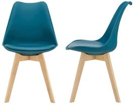 [en.casa] Lot de 2 Chaises de Salle à Manger Scandinave Siège Cuisine Plastique Similicuir Hêtre Turquoise 81 x 49 x 57cm [en.casa] Lot de 2 Chaises de Salle à Manger Scandinave Siège Cuisine Plastique Similicuir Hêtre Turquoise 81 x 49 x 57cm