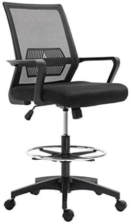 Fauteuil de bureau chaise de bureau assise haute réglable dim. 64L x 59l x 104-124H cm pivotant 360° maille respirante noir