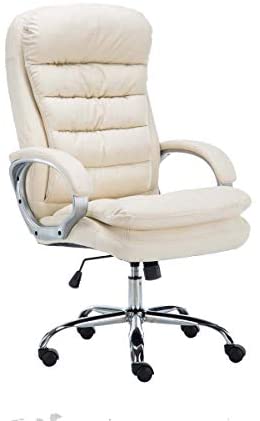 Fauteuil de Bureau Réglable en Hauteur XXL Vancouver Similicuir I Chaise de Bureau à Roulette Rembourrée Confortable avec Accoudoirs I Coul, Couleur:crème