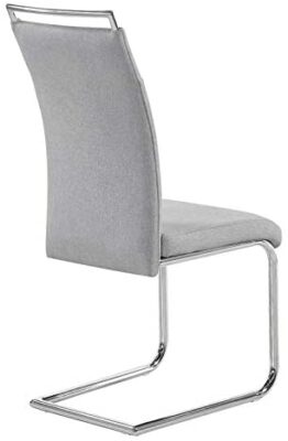 IDIMEX Lot de 4 chaises de Salle à Manger ou Cuisine Erica avec Assise rembourrée Large poignée et piètement chromé, revêtement en Tissu Gris Clair IDIMEX Lot de 4 chaises de Salle à Manger ou Cuisine Erica avec Assise rembourrée Large poignée et piètement chromé, revêtement en Tissu Gris Clair 4