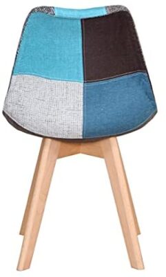 Lot de 2/4/6 chaises de salle à manger ergonomiques simples en coton et lin Patchwork bois massif Coussin éponge pour cuisine, salon, bureau (bleu, 2) Lot de 2/4/6 chaises de salle à manger ergonomiques simples en coton et lin Patchwork bois massif Coussin éponge pour cuisine, salon, bureau (bleu, 2) 4