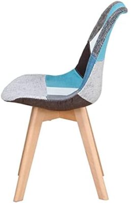 Lot de 2/4/6 chaises de salle à manger ergonomiques simples en coton et lin Patchwork bois massif Coussin éponge pour cuisine, salon, bureau (bleu, 2) Lot de 2/4/6 chaises de salle à manger ergonomiques simples en coton et lin Patchwork bois massif Coussin éponge pour cuisine, salon, bureau (bleu, 2) 6