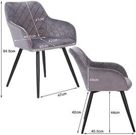 Edaygo Chaise de Salle à Manger Tabouret rembourrée Fauteuil de Salon, avec accoudoirs, Velours, Pieds en métal, Largeur env. 49 cm, Hauteur env. 47 cm, Rose, Pieds Or Edaygo Chaise de Salle à Manger Tabouret rembourrée Fauteuil de Salon, avec accoudoirs, Velours, Pieds en métal, Largeur env. 49 cm, Hauteur env. 47 cm, Rose, Pieds Or 8