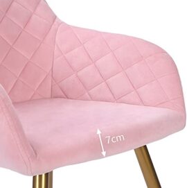 Edaygo Chaise de Salle à Manger Tabouret rembourrée Fauteuil de Salon, avec accoudoirs, Velours, Pieds en métal, Largeur env. 49 cm, Hauteur env. 47 cm, Rose, Pieds Or Edaygo Chaise de Salle à Manger Tabouret rembourrée Fauteuil de Salon, avec accoudoirs, Velours, Pieds en métal, Largeur env. 49 cm, Hauteur env. 47 cm, Rose, Pieds Or 6