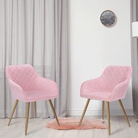 Edaygo Chaise de Salle à Manger Tabouret rembourrée Fauteuil de Salon, avec accoudoirs, Velours, Pieds en métal, Largeur env. 49 cm, Hauteur env. 47 cm, Rose, Pieds Or Edaygo Chaise de Salle à Manger Tabouret rembourrée Fauteuil de Salon, avec accoudoirs, Velours, Pieds en métal, Largeur env. 49 cm, Hauteur env. 47 cm, Rose, Pieds Or 5